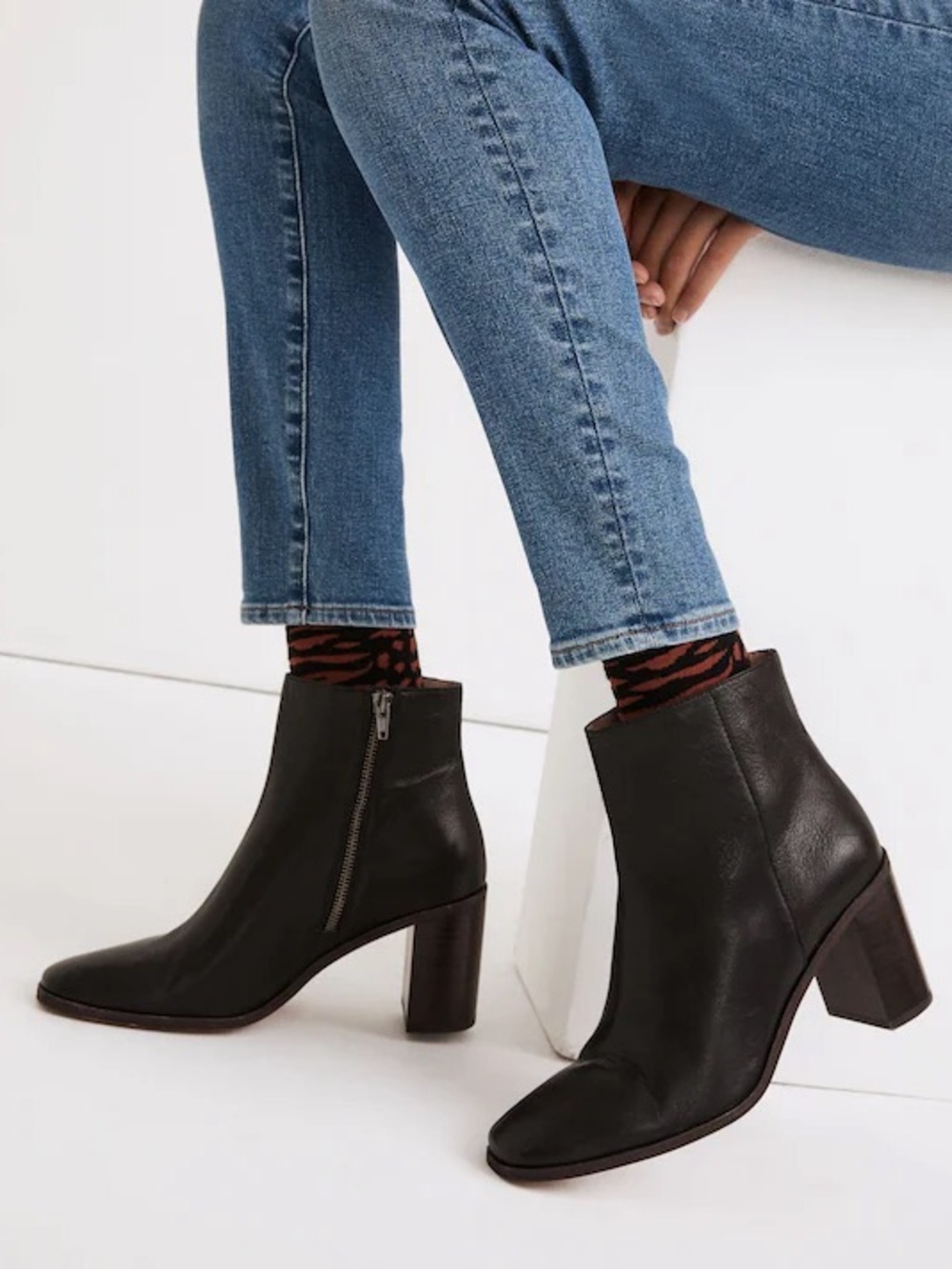 Madewell The Greer Boot in Leather, Black, Size 8